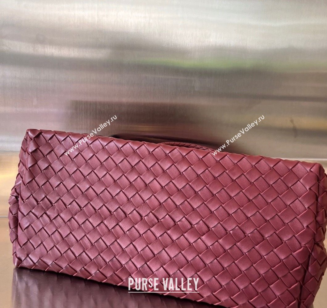 Bottega Veneta Large Andiamo Top Handle Bag in Intrecciato Leather 743575 Barolo Red 2025 (WT-250205027)