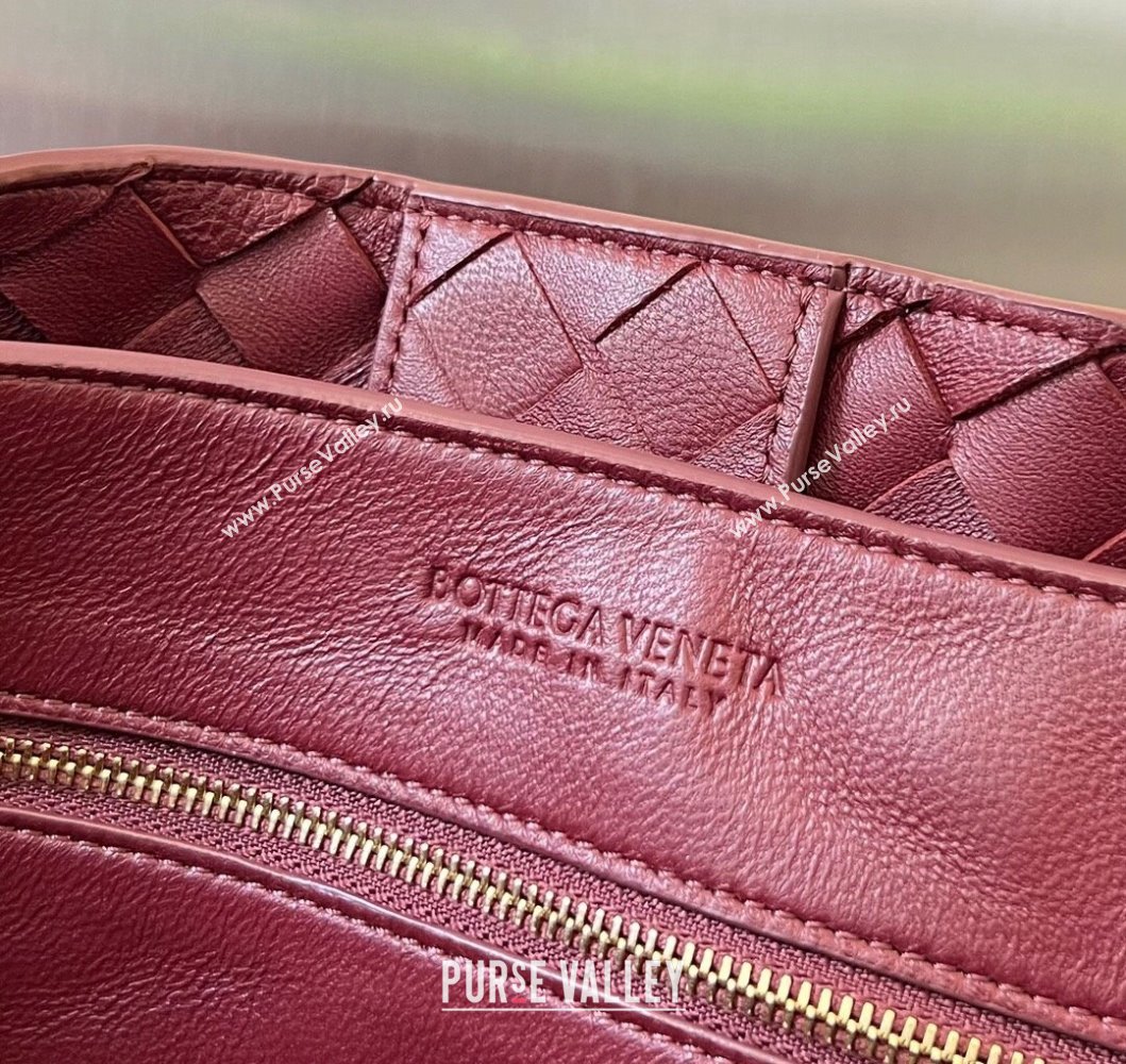 Bottega Veneta Large Andiamo Top Handle Bag in Intrecciato Leather 743575 Barolo Red 2025 (WT-250205027)