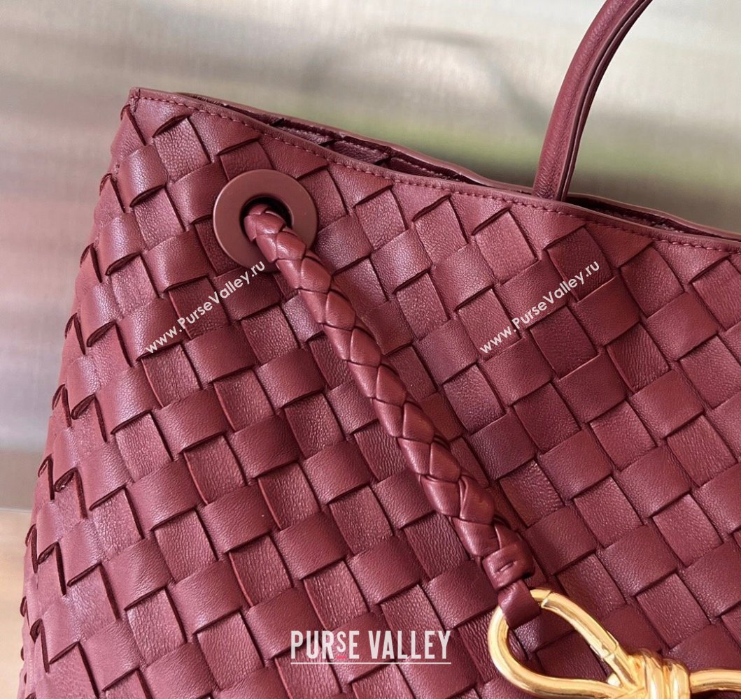 Bottega Veneta Large Andiamo Top Handle Bag in Intrecciato Leather 743575 Barolo Red 2025 (WT-250205027)