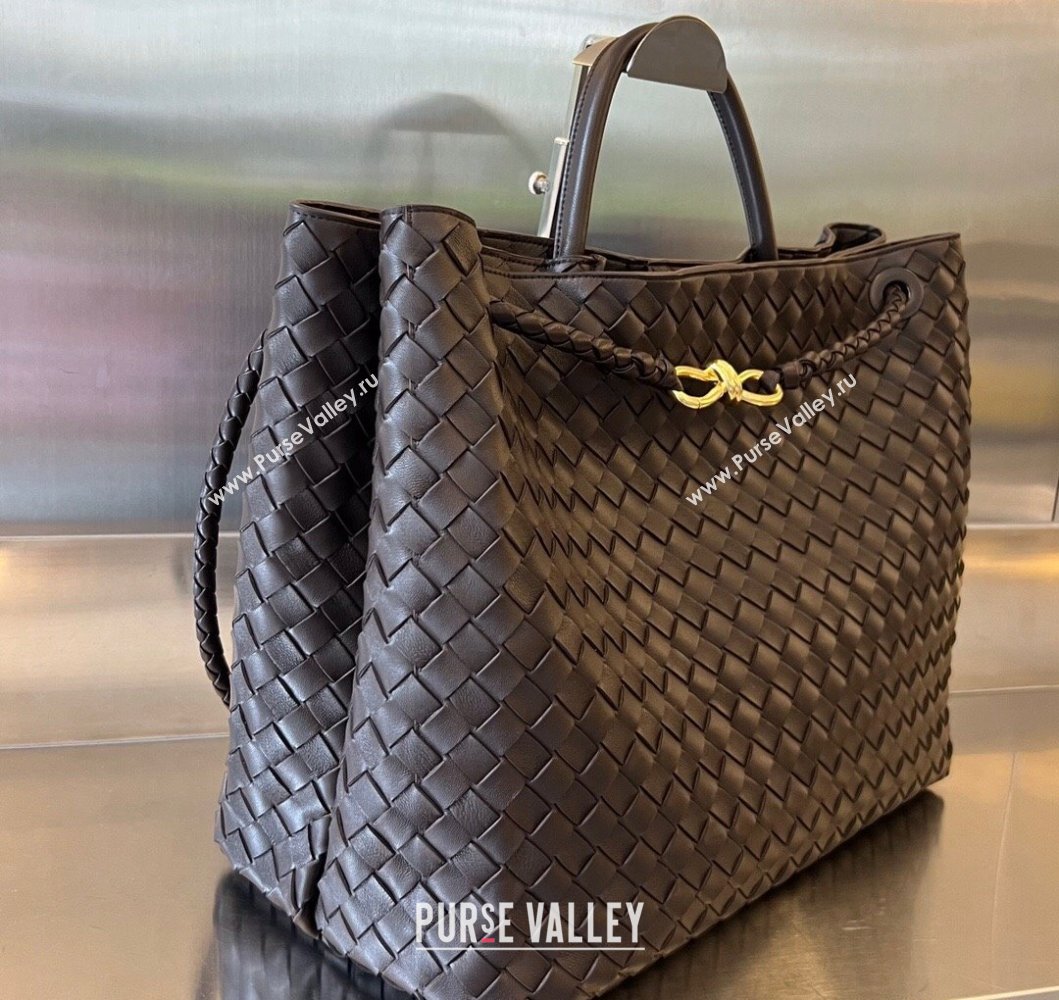 Bottega Veneta Large Andiamo Top Handle Bag in Intrecciato Leather 743575 Fondant Brown 2025 (WT-250205026)