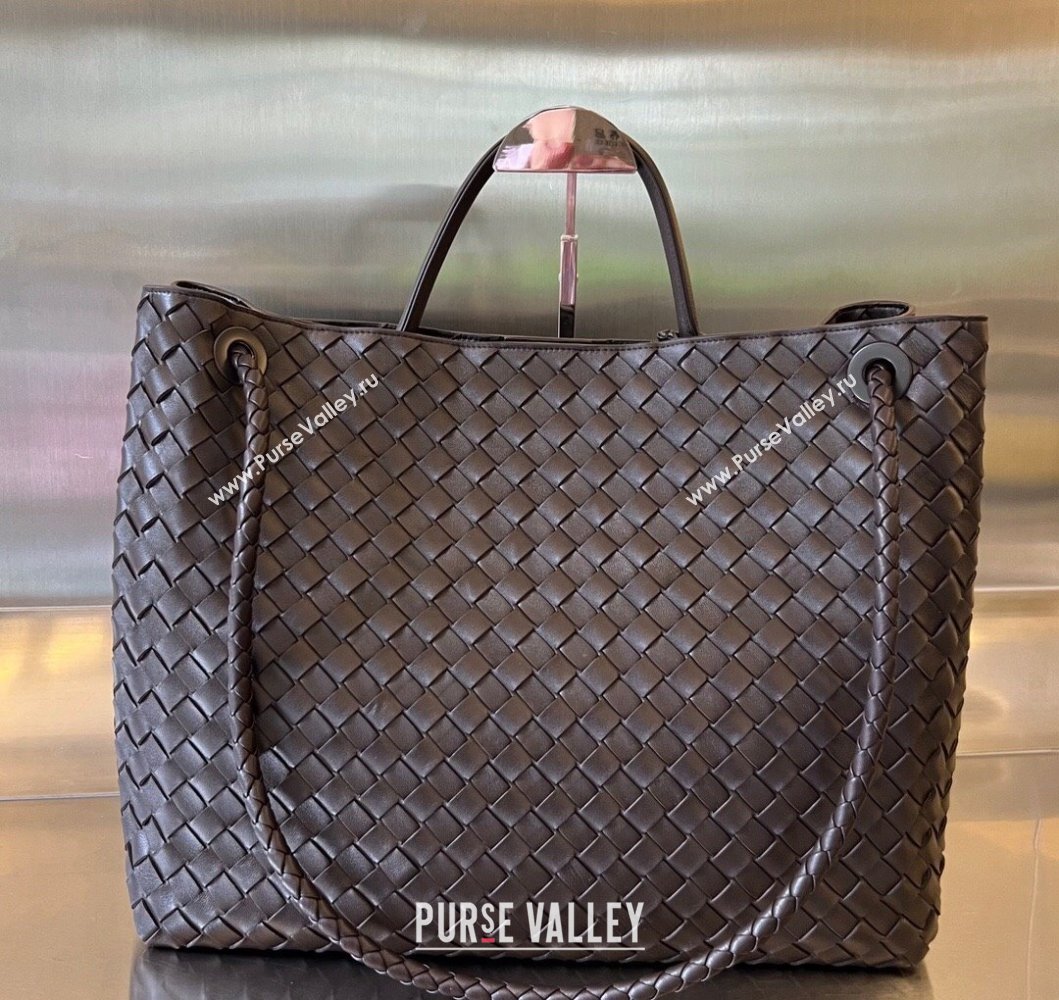 Bottega Veneta Large Andiamo Top Handle Bag in Intrecciato Leather 743575 Fondant Brown 2025 (WT-250205026)
