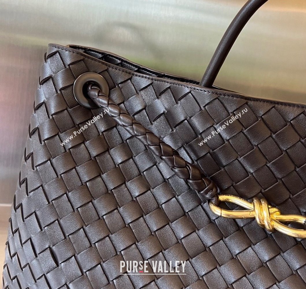 Bottega Veneta Large Andiamo Top Handle Bag in Intrecciato Leather 743575 Fondant Brown 2025 (WT-250205026)