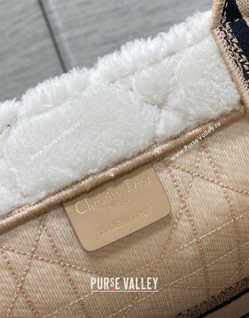 Dior Large Book Tote Bag in Ice White Cannage Shearling 2023 (XXG-230908049)
