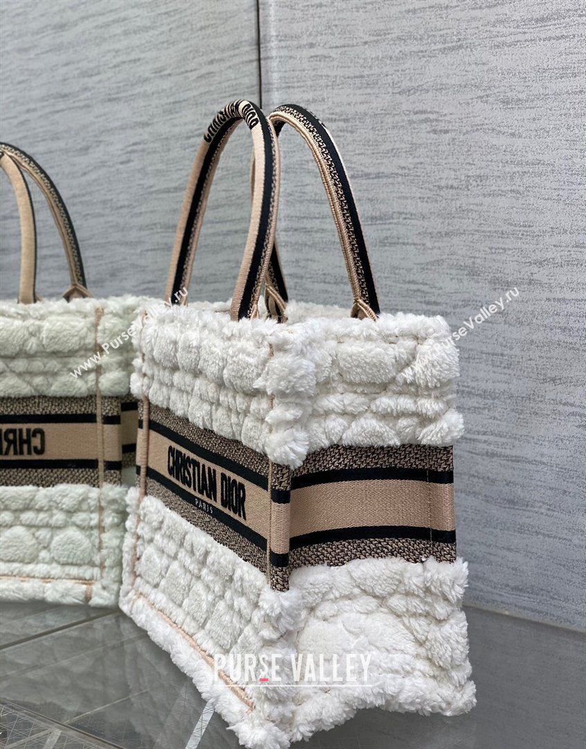 Dior Small Book Tote Bag in Ice White Cannage Shearling 2023 (BF-230908051)