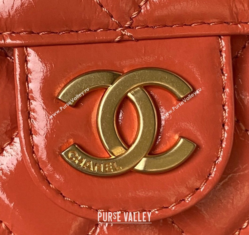 Chanel Shiny Crumpled Calfskin Small Hobo Bag AS4323 Orange 2023 (yezi-230907016)