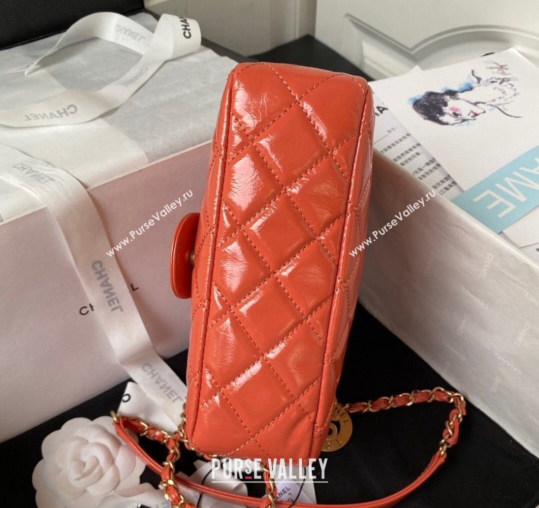 Chanel Shiny Crumpled Calfskin Small Hobo Bag AS4323 Orange 2023 (yezi-230907016)