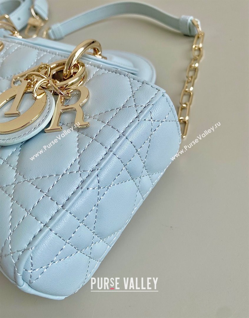 Dior Small Lady D-Joy Bag in Placid Blue Cannage Lambskin 2023 (BF-230908056)