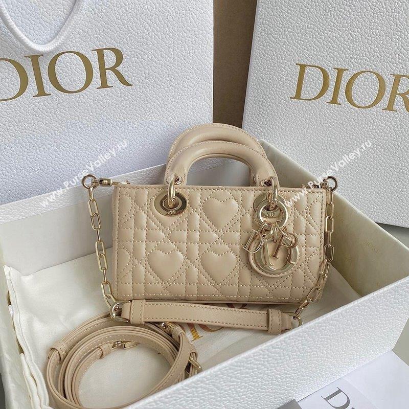 Dior Lady D-Joy Micro Bag in Cannage Lambskin with Heart Motif Sand Beige 2023 (BF-230908057)