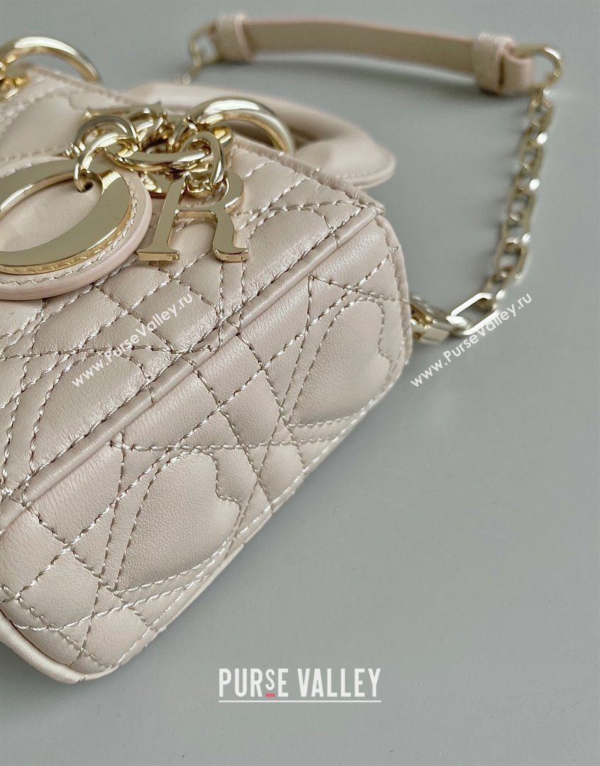 Dior Lady D-Joy Micro Bag in Cannage Lambskin with Heart Motif Sand Beige 2023 (BF-230908057)