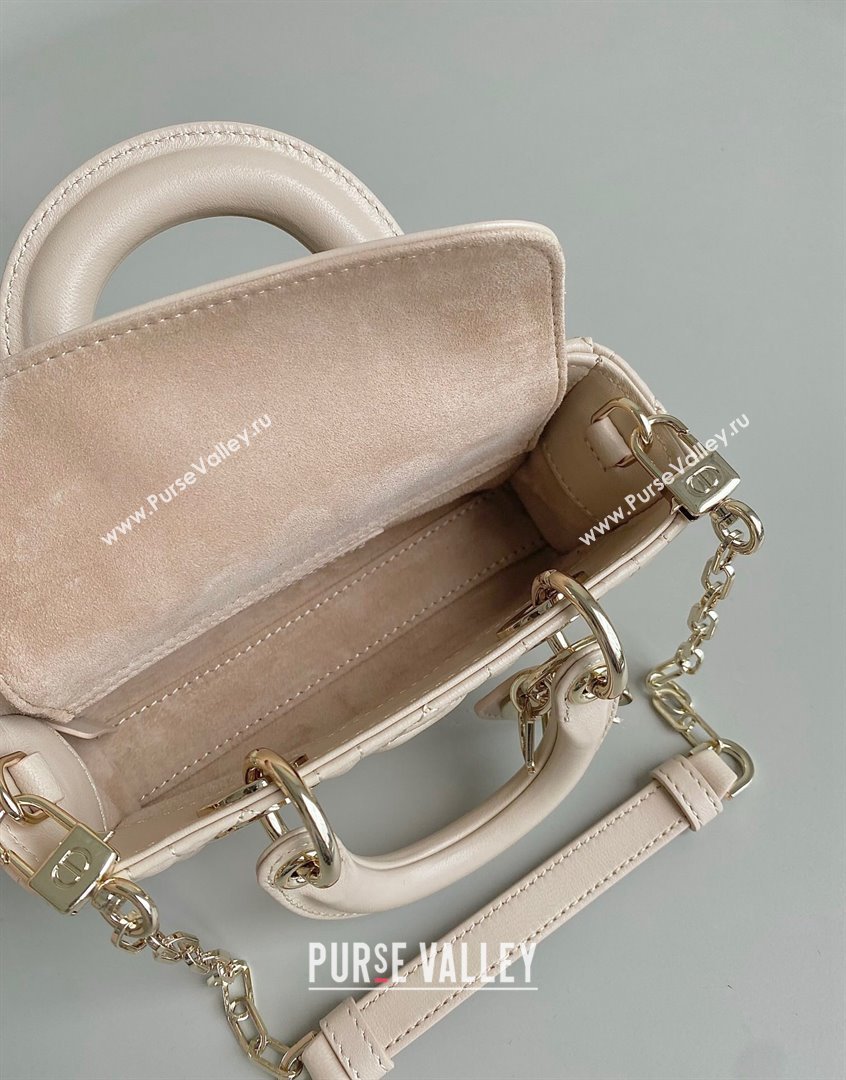 Dior Lady D-Joy Micro Bag in Cannage Lambskin with Heart Motif Sand Beige 2023 (BF-230908057)