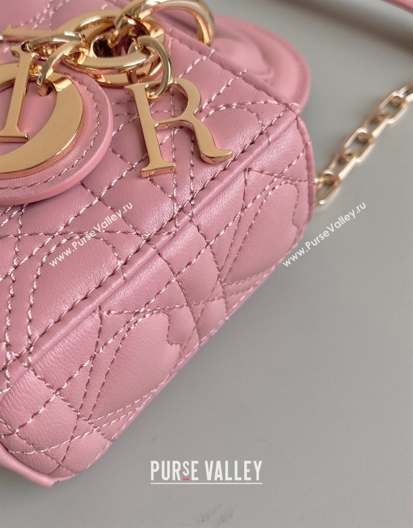 Dior Lady D-Joy Micro Bag in Cannage Lambskin with Heart Motif Antique Pink 2023 (BF-230908058)