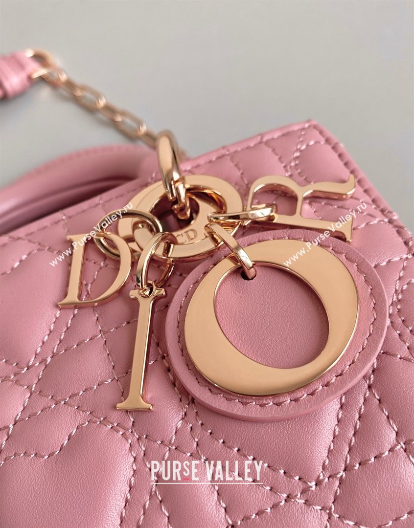 Dior Lady D-Joy Micro Bag in Cannage Lambskin with Heart Motif Antique Pink 2023 (BF-230908058)