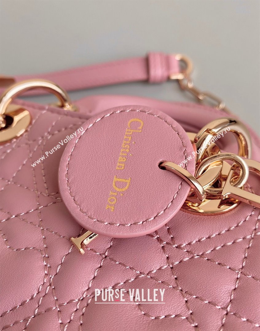 Dior Lady D-Joy Micro Bag in Cannage Lambskin with Heart Motif Antique Pink 2023 (BF-230908058)