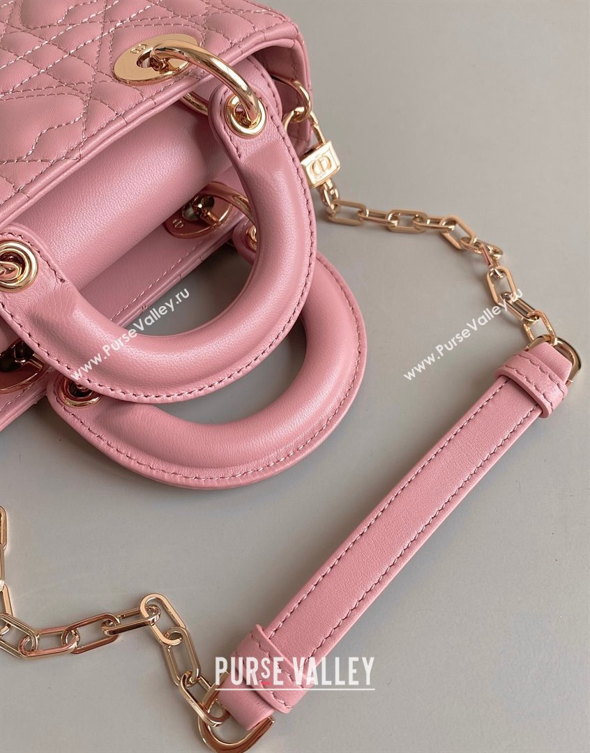 Dior Lady D-Joy Micro Bag in Cannage Lambskin with Heart Motif Antique Pink 2023 (BF-230908058)