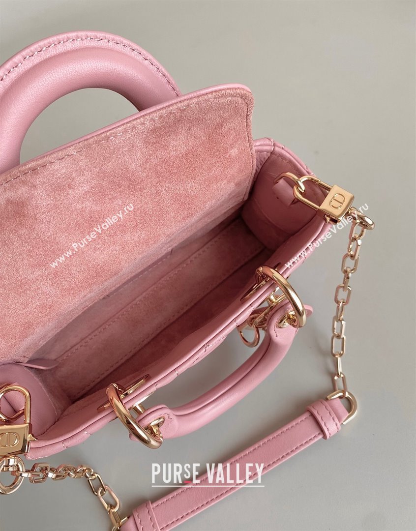 Dior Lady D-Joy Micro Bag in Cannage Lambskin with Heart Motif Antique Pink 2023 (BF-230908058)