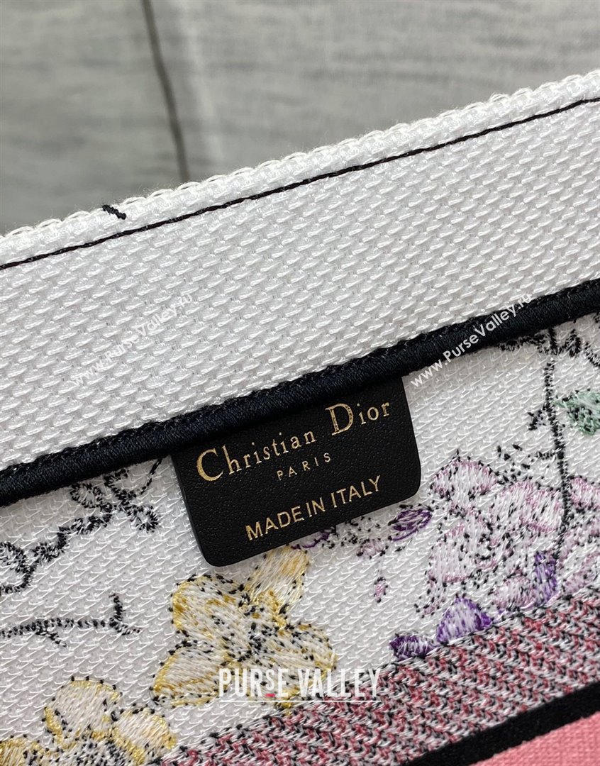 Dior Medium Book Tote Bag in White and Pink Florilegio Embroidery 2023 (BF-230908044)