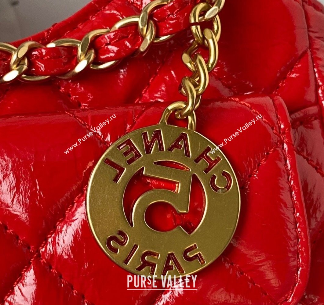 Chanel Shiny Crumpled Calfskin Small Hobo Bag AS4323 Red 2023 (yezi-230907017)