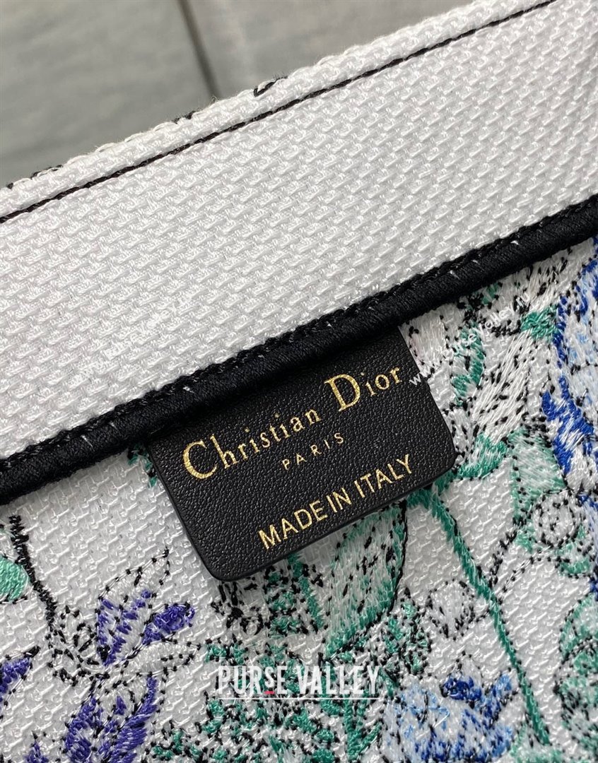 Dior Large Book Tote Bag in White and Blue Flowers Constellation Embroidery 2023 (XXG-230908046)