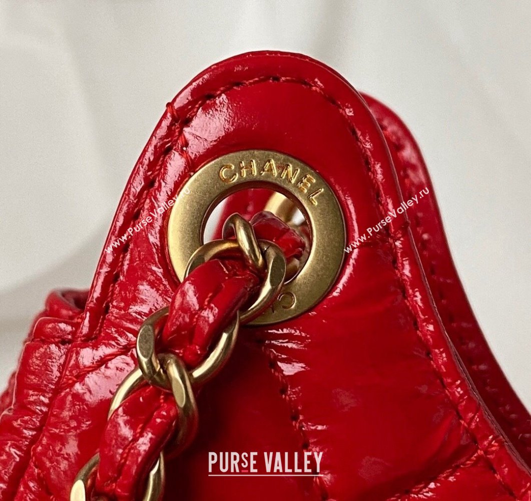 Chanel Shiny Crumpled Calfskin Small Hobo Bag AS4323 Red 2023 (yezi-230907017)