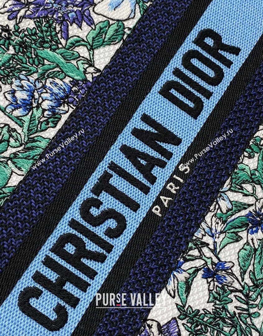 Dior Small Book Tote Bag in White and Blue Flowers Constellation Embroidery 2023 (BF-230908048)