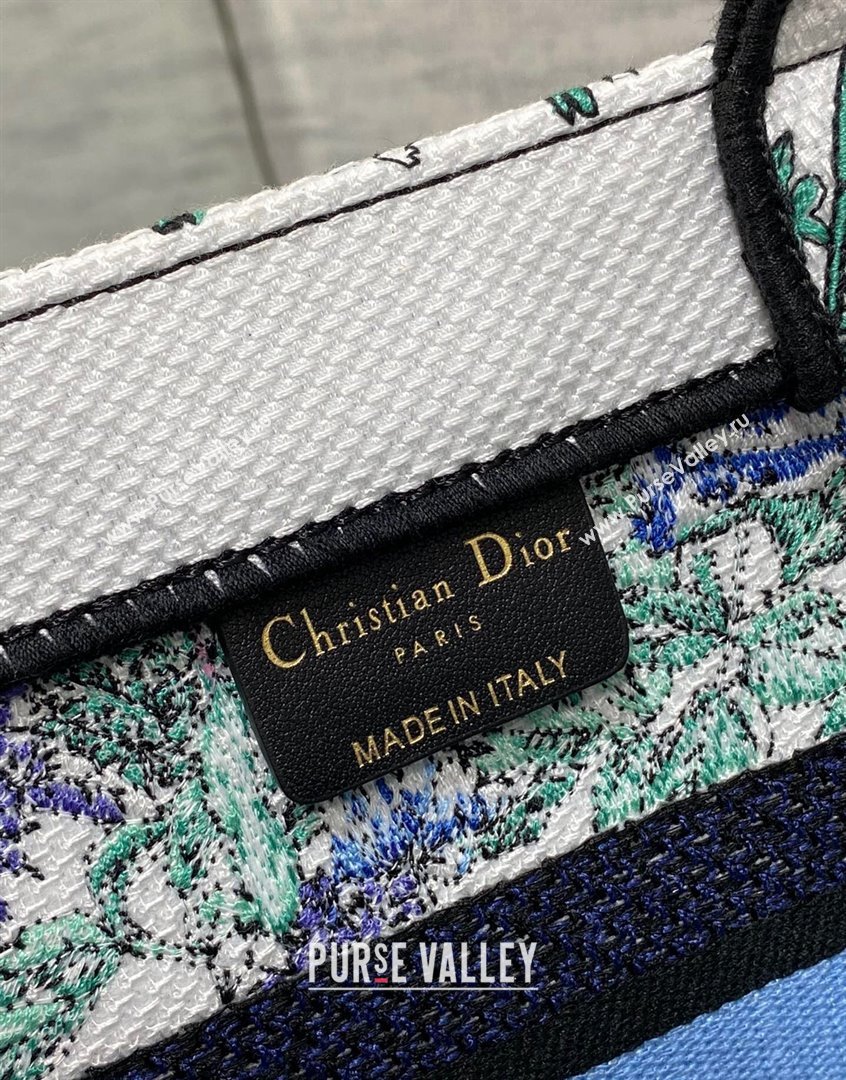 Dior Small Book Tote Bag in White and Blue Flowers Constellation Embroidery 2023 (BF-230908048)
