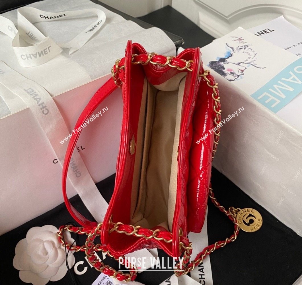 Chanel Shiny Crumpled Calfskin Small Hobo Bag AS4323 Red 2023 (yezi-230907017)