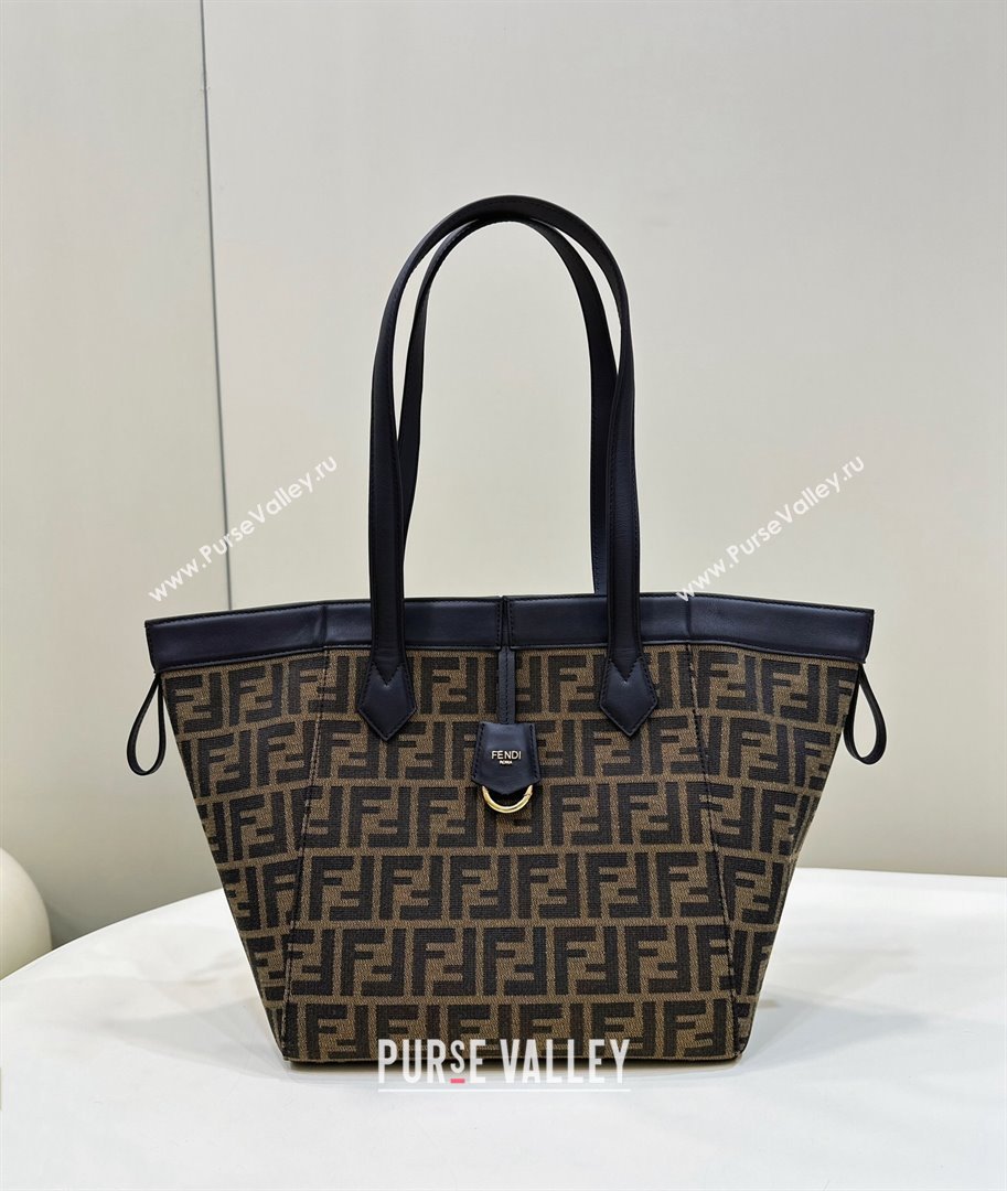 Fendi Origami Medium Bag in Brown FF jacquard fabric that can be transformed 2023 (AF-230908060)