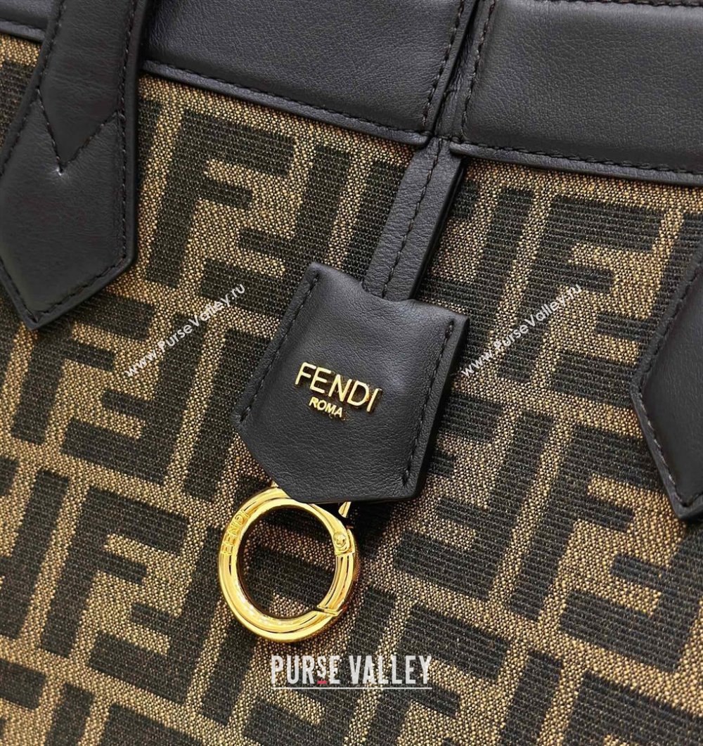 Fendi Origami Medium Bag in Brown FF jacquard fabric that can be transformed 2023 (AF-230908060)