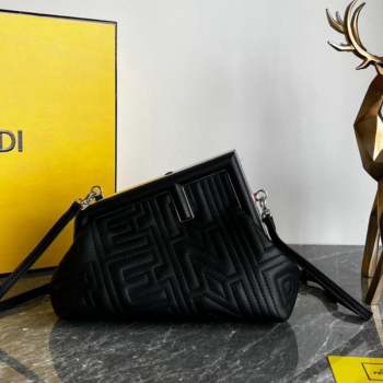 Fendi First Small Leather Bag with Raised logo lettering Black 2023 (AF-230908061)