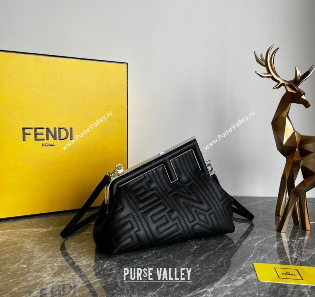 Fendi First Small Leather Bag with Raised logo lettering Black 2023 (AF-230908061)
