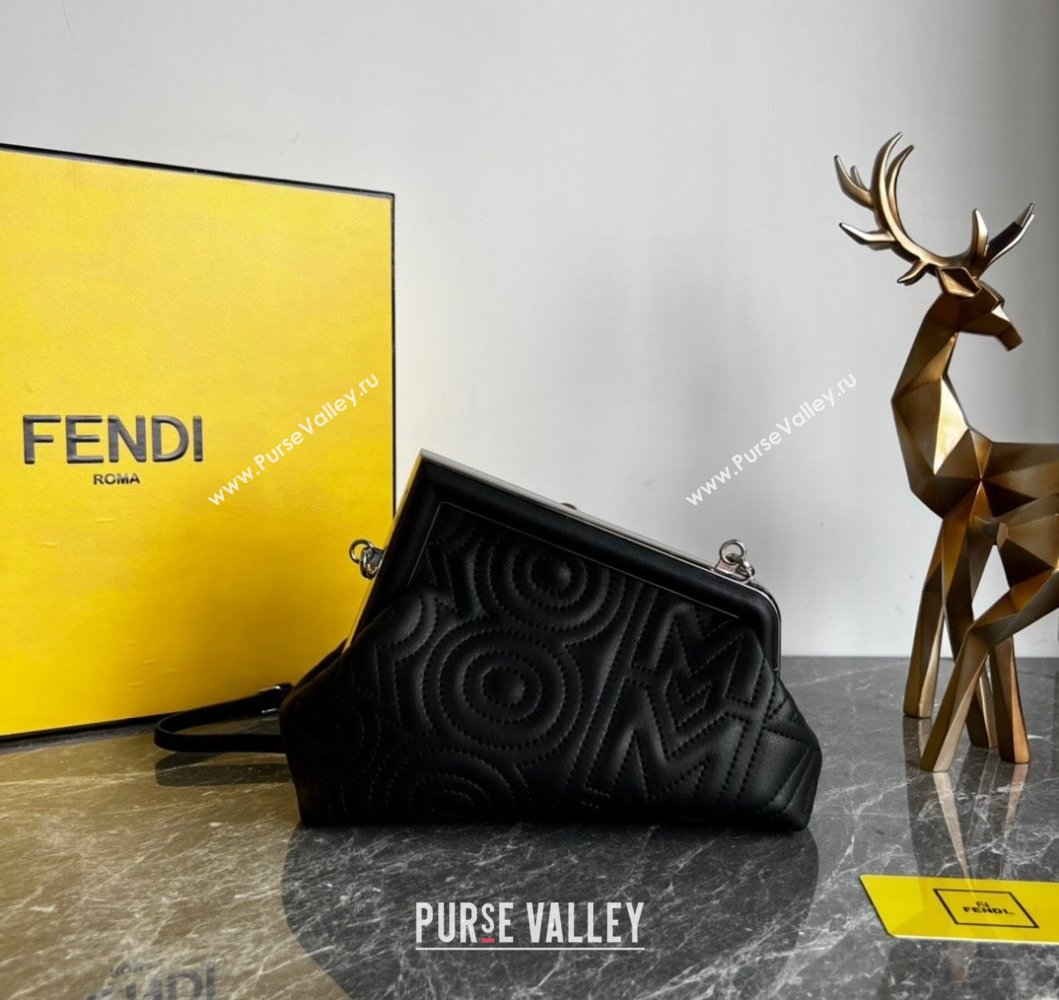 Fendi First Small Leather Bag with Raised logo lettering Black 2023 (AF-230908061)