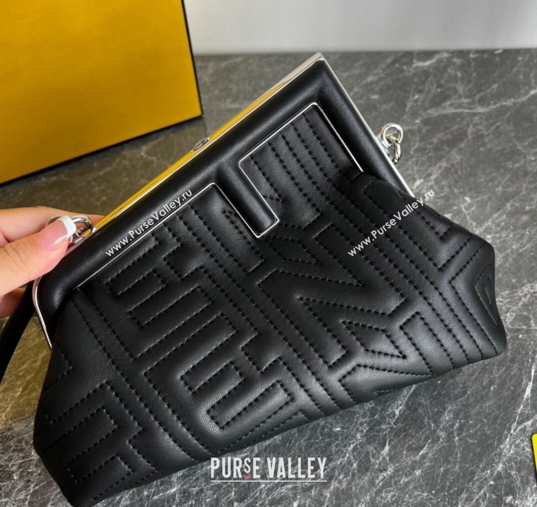 Fendi First Small Leather Bag with Raised logo lettering Black 2023 (AF-230908061)