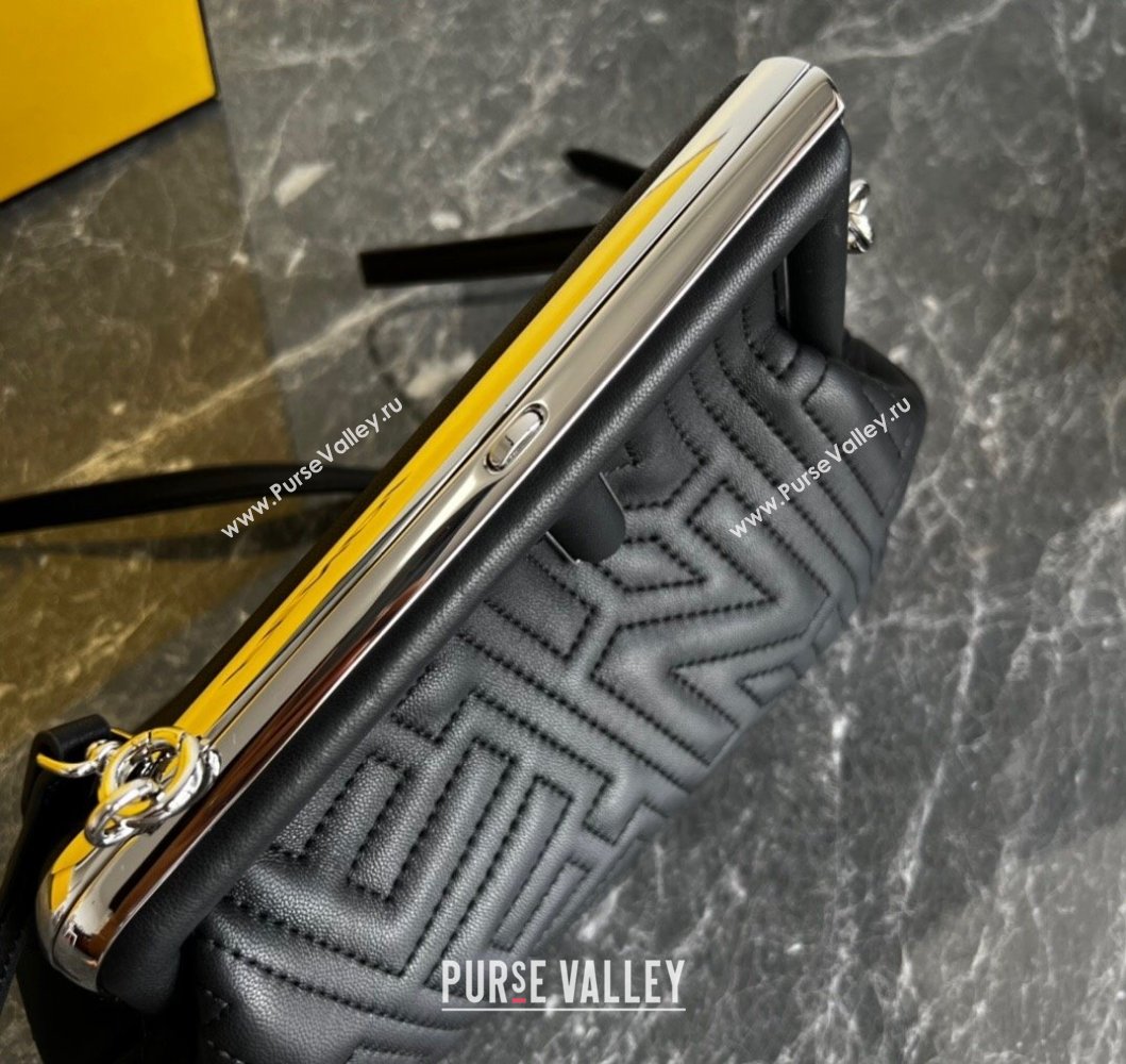 Fendi First Small Leather Bag with Raised logo lettering Black 2023 (AF-230908061)