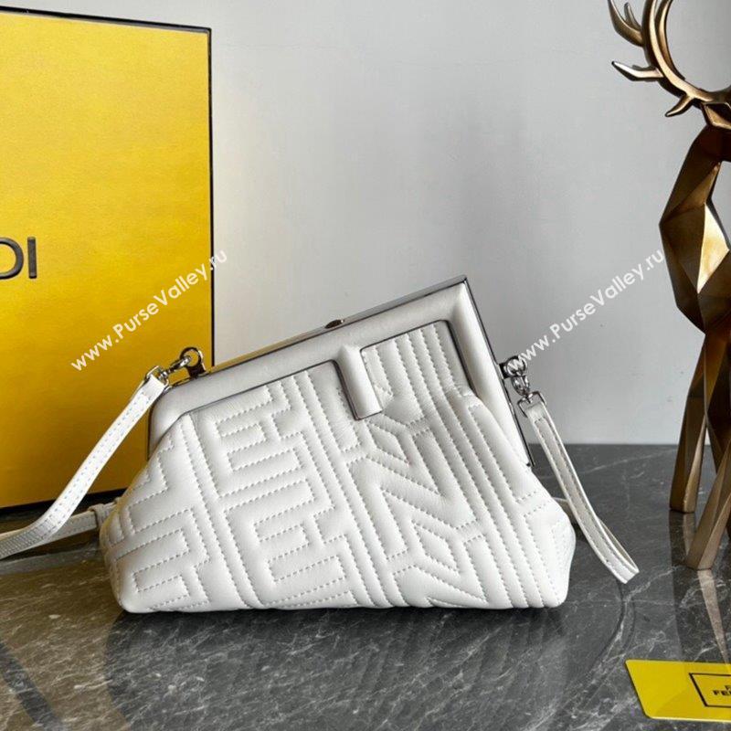 Fendi First Small Leather Bag with Raised logo lettering White 2023 (AF-230908062)