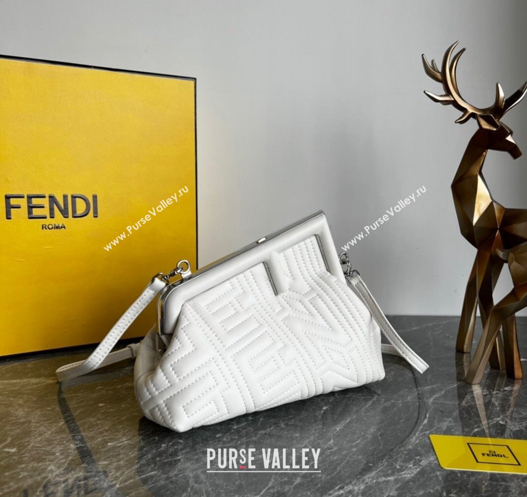 Fendi First Small Leather Bag with Raised logo lettering White 2023 (AF-230908062)