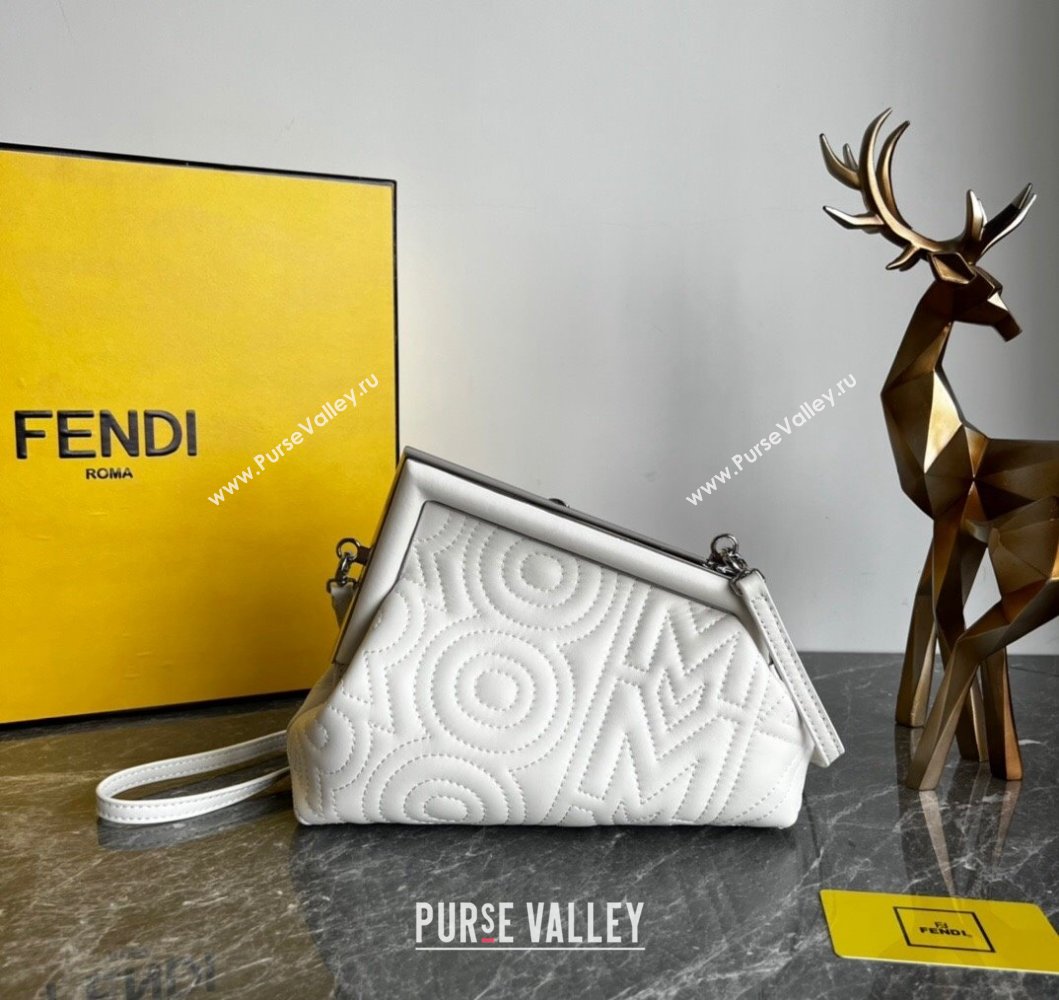 Fendi First Small Leather Bag with Raised logo lettering White 2023 (AF-230908062)