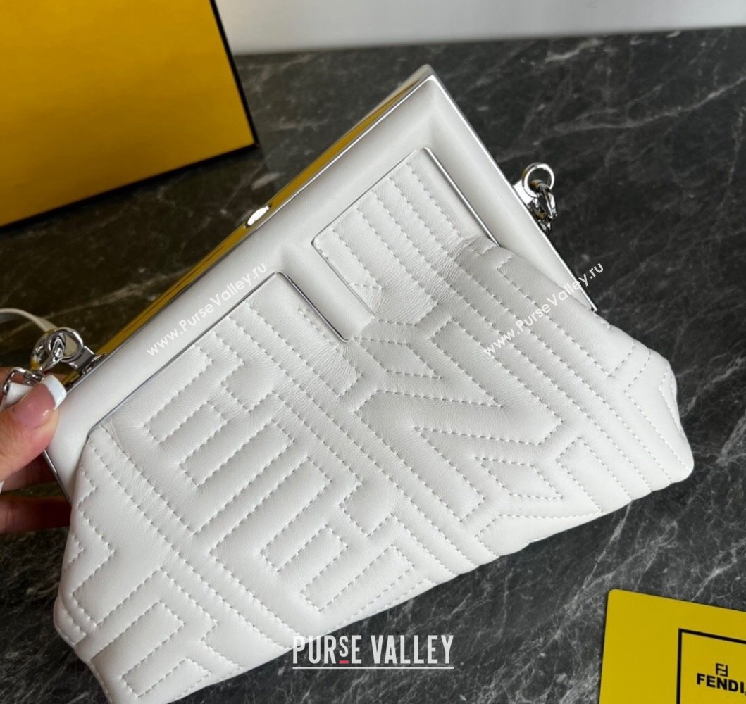 Fendi First Small Leather Bag with Raised logo lettering White 2023 (AF-230908062)