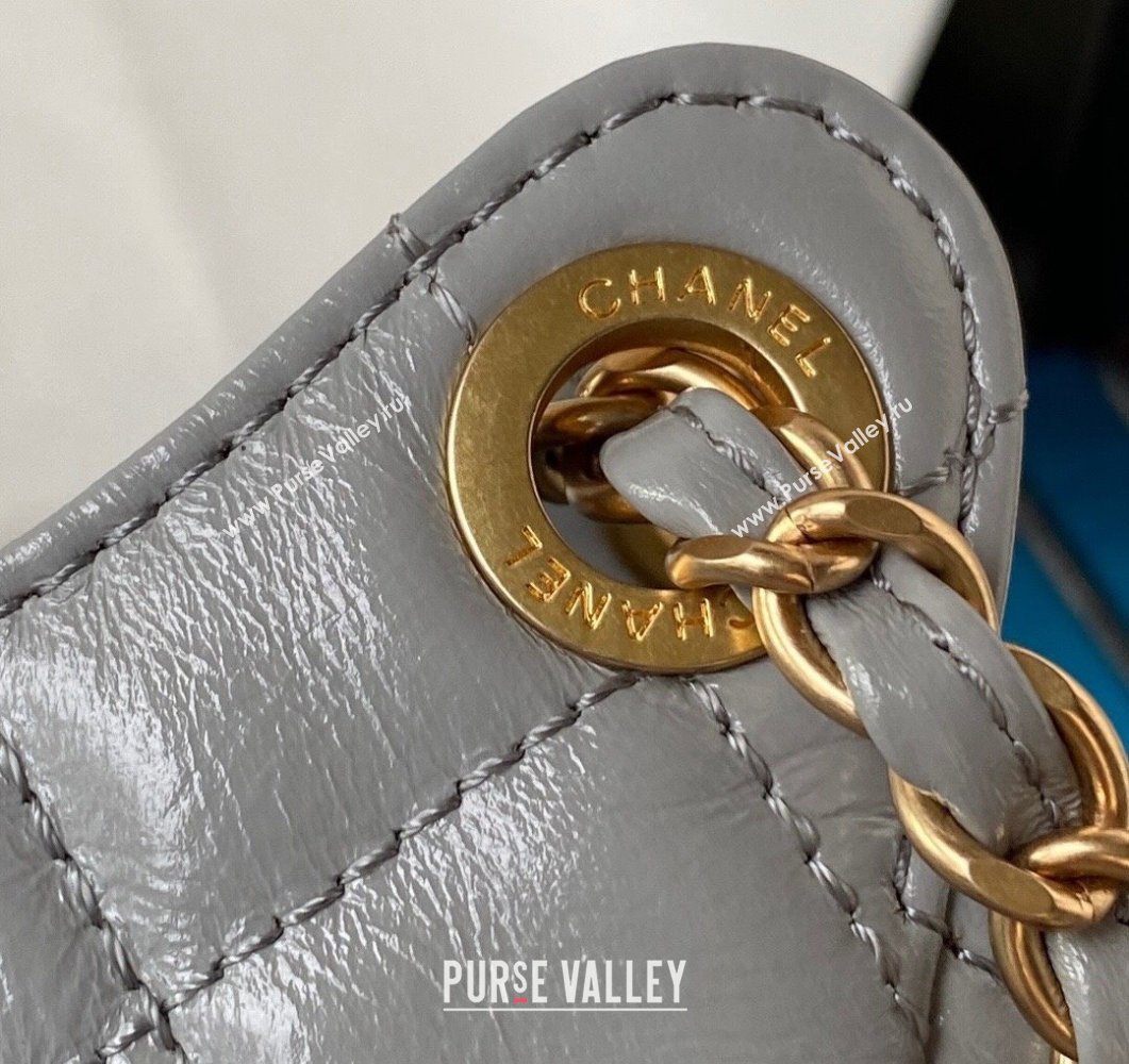 Chanel Shiny Crumpled Calfskin Small Hobo Bag AS4323 Grey 2023 (yezi-230907018)