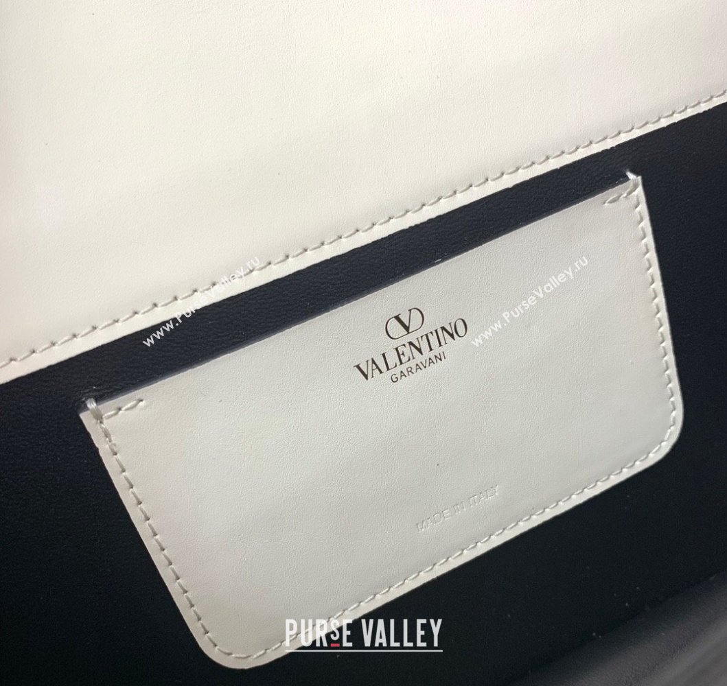 Valentino Shoulder Letter Bag in Smooth Calfskin with VLogo Signature White1/Black 2023 5080L (LN-230908072)