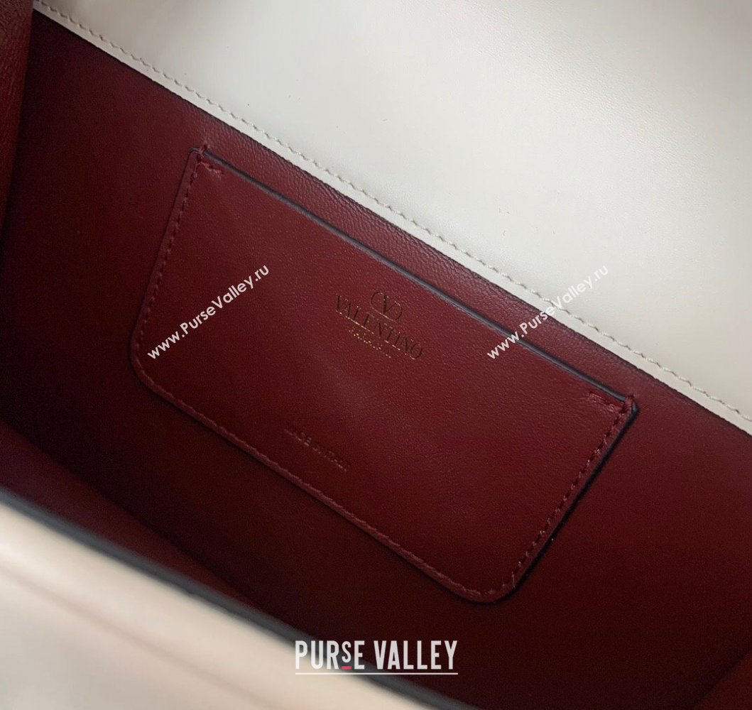 Valentino Shoulder Letter Bag in Smooth Calfskin with VLogo Signature White/Gold 2023 5080L (LN-230908074)