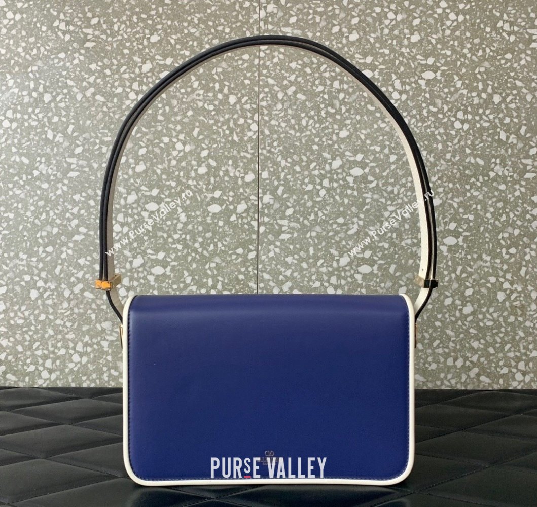 Valentino Shoulder Letter Bag in Smooth Calfskin with VLogo Signature Blue/White 2023 5080L (LN-230908075)