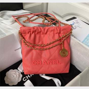 Chanel 22 Grained Calfskin Mini Shopping Bag with Chain AS3980 Dark Pink 2023 (yezi-230907029)