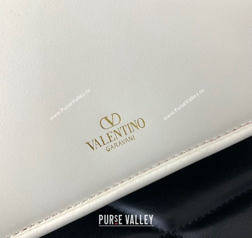 Valentino Small Shoulder Letter Bag in Smooth Calfskin with VLogo Signature White/Gold 2023 5080S (LN-230908076)