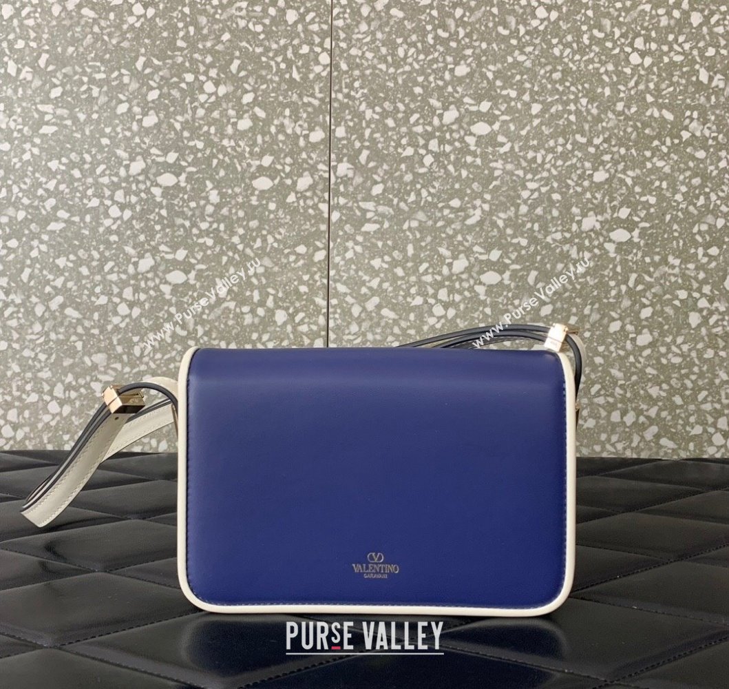 Valentino Small Shoulder Letter Bag in Smooth Calfskin with VLogo Signature Blue/White 2023 5080S (LN-230908077)