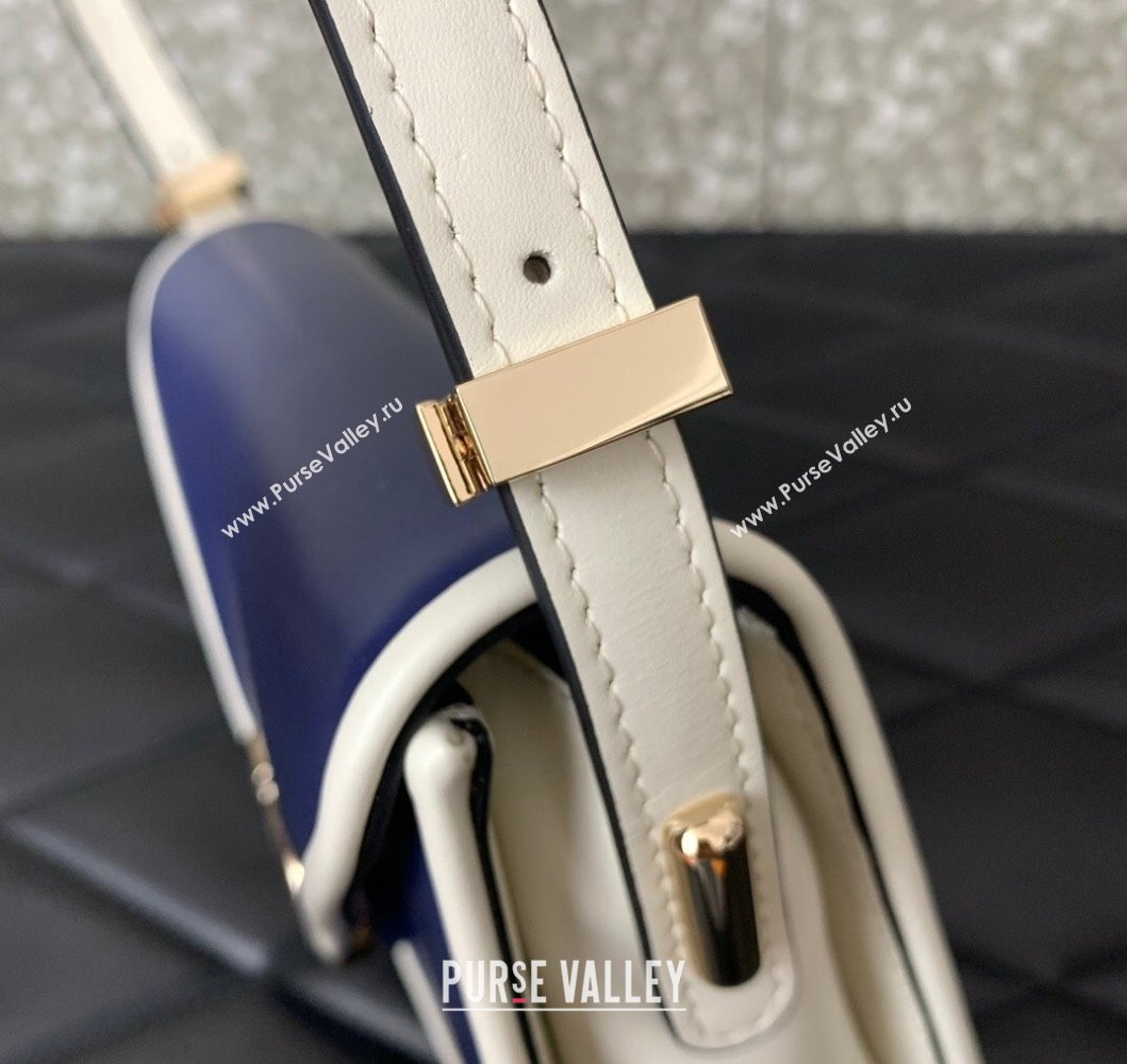 Valentino Small Shoulder Letter Bag in Smooth Calfskin with VLogo Signature Blue/White 2023 5080S (LN-230908077)