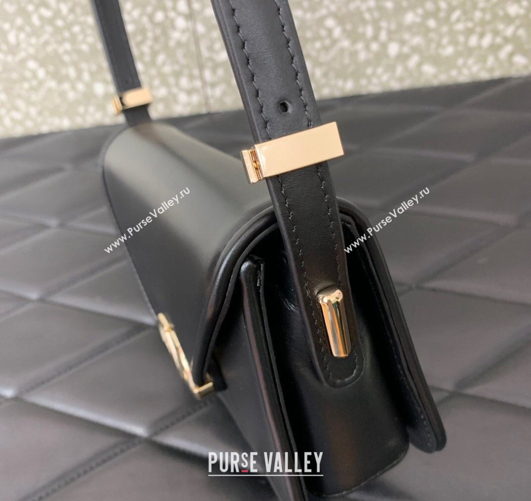 Valentino Small Shoulder Letter Bag in Smooth Calfskin with VLogo Signature Black/Gold 2023 5080S (LN-230908079)
