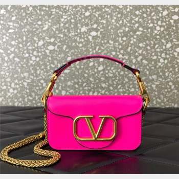 Valentino Locò Micro Bag in Calfskin Leather with Chain PP Pink 2023 VLTN416 (LN-230908088)