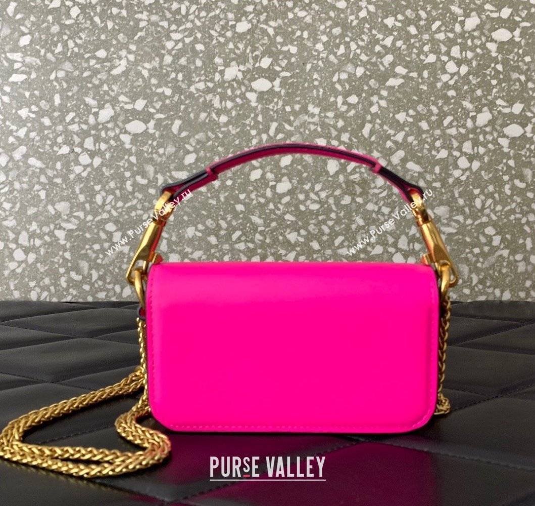 Valentino Locò Micro Bag in Calfskin Leather with Chain PP Pink 2023 VLTN416 (LN-230908088)