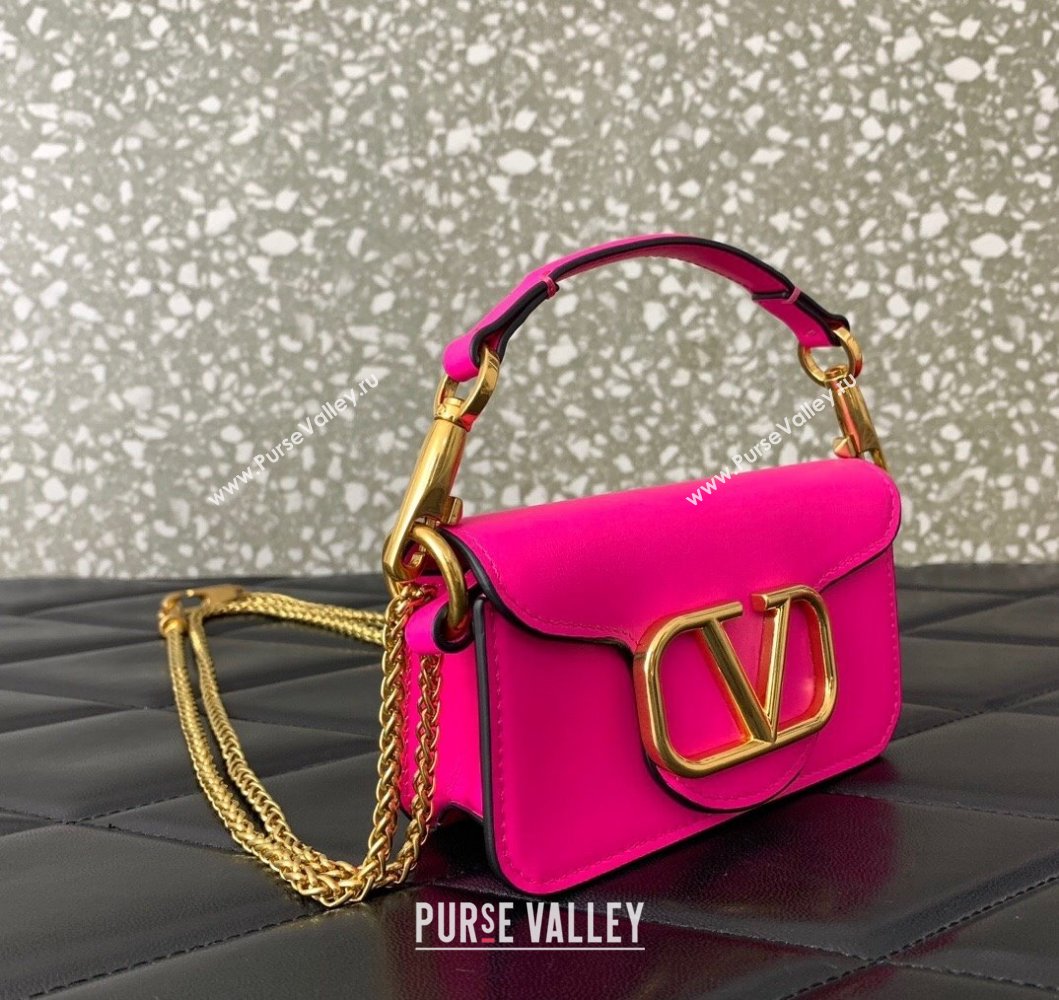 Valentino Locò Micro Bag in Calfskin Leather with Chain PP Pink 2023 VLTN416 (LN-230908088)