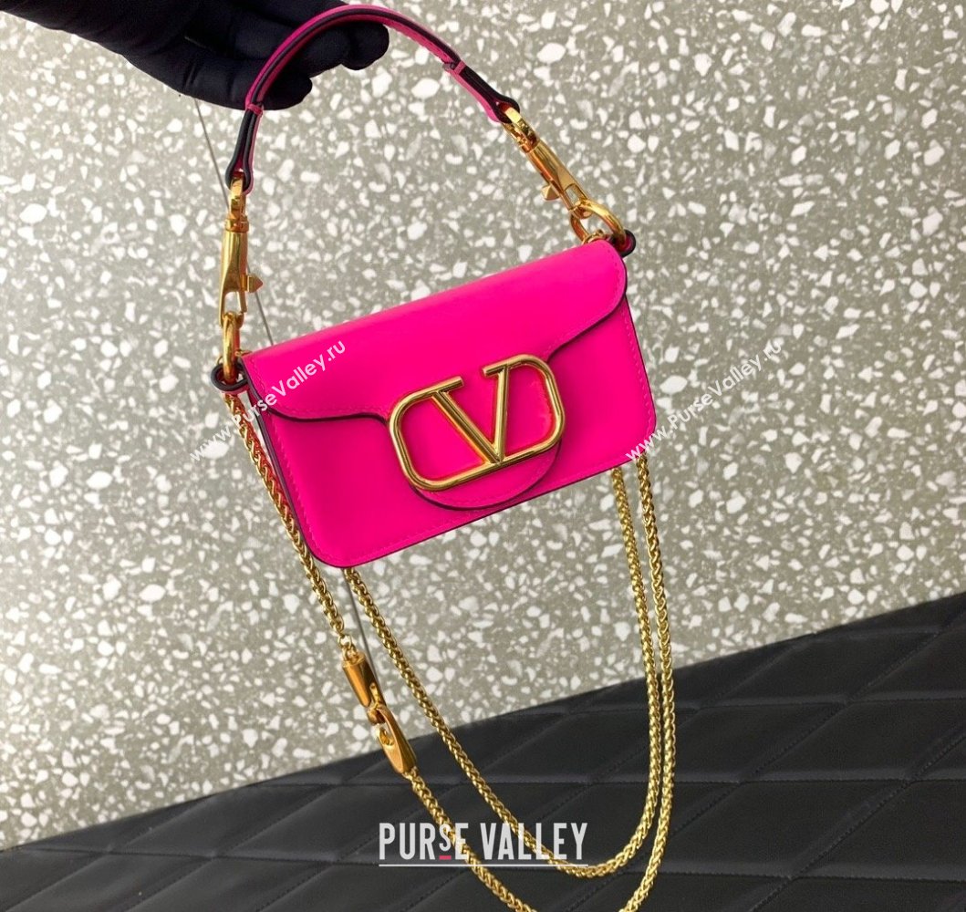 Valentino Locò Micro Bag in Calfskin Leather with Chain PP Pink 2023 VLTN416 (LN-230908088)